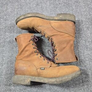 Justin Workboot Boots‎ Mens Size 13D Brown Leather Double Comfort Kiltie Logger